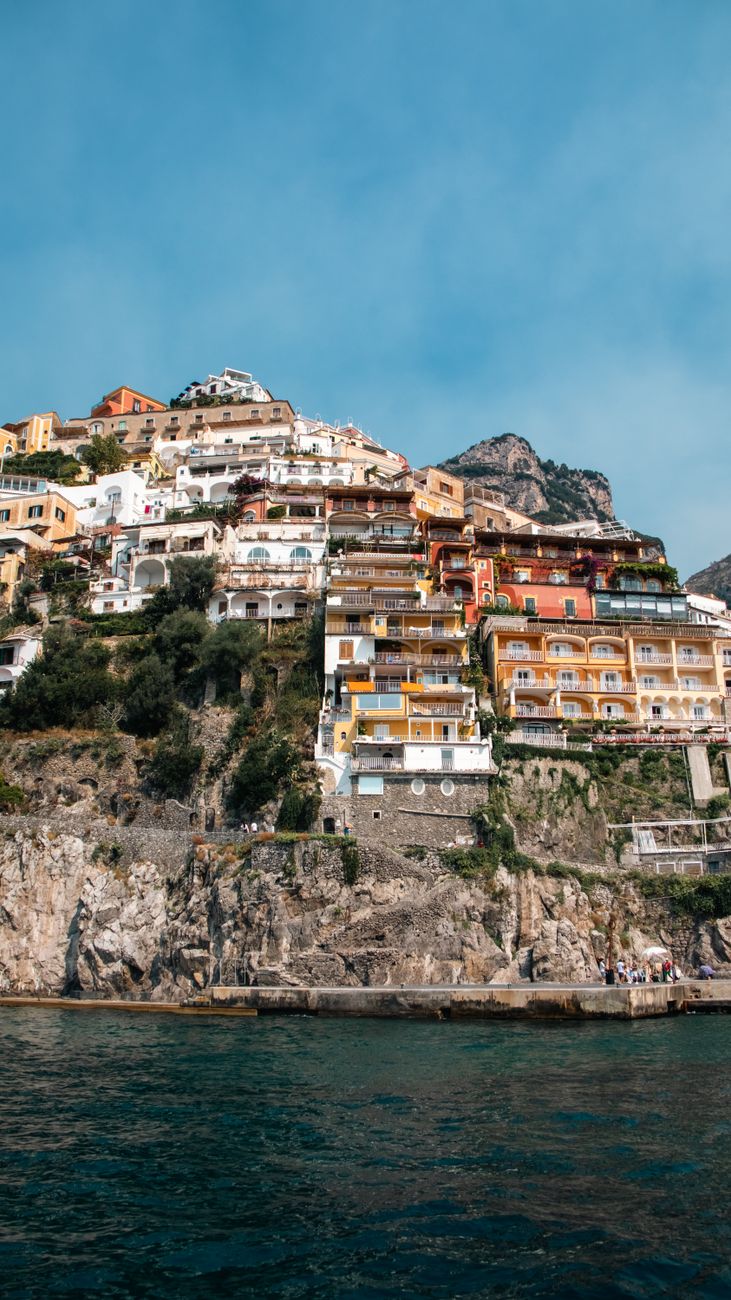 Traditional Mediterranean coastal village cliffside architecture